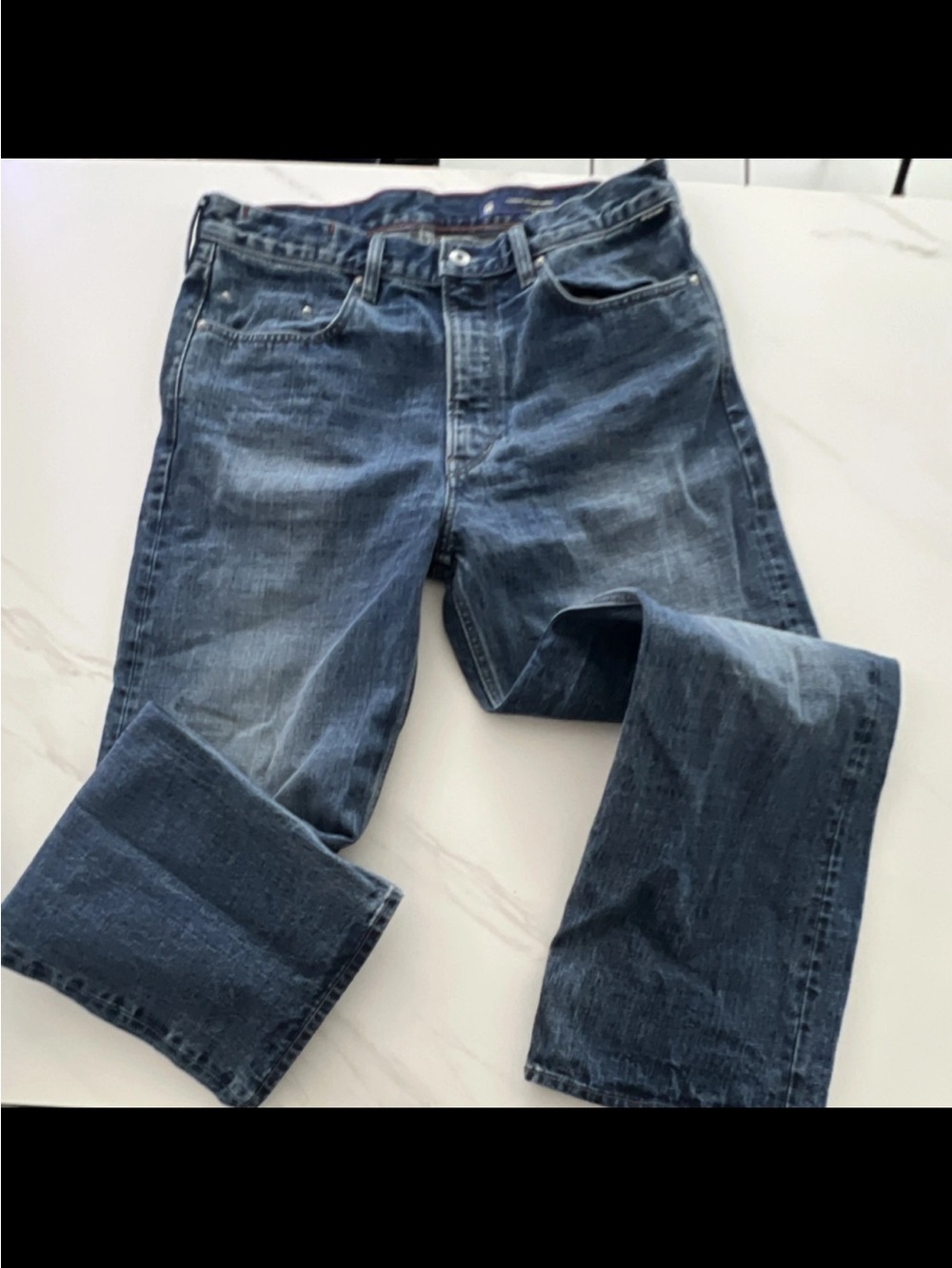 G-Star Men's Washed Blue Straight Jeans